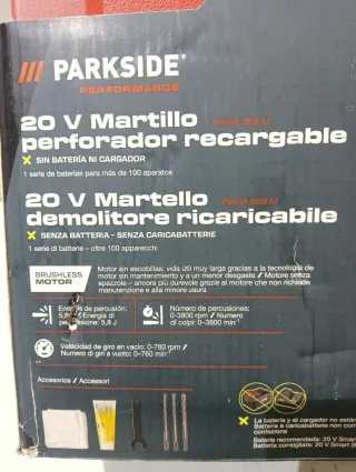 PARKSIDE Martillo Perforador 20V + Batería 4Ah