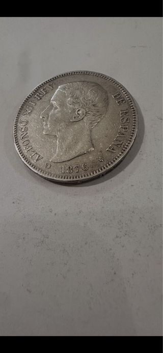 5 Pesetas Alfonso XII 1876 Plata 900