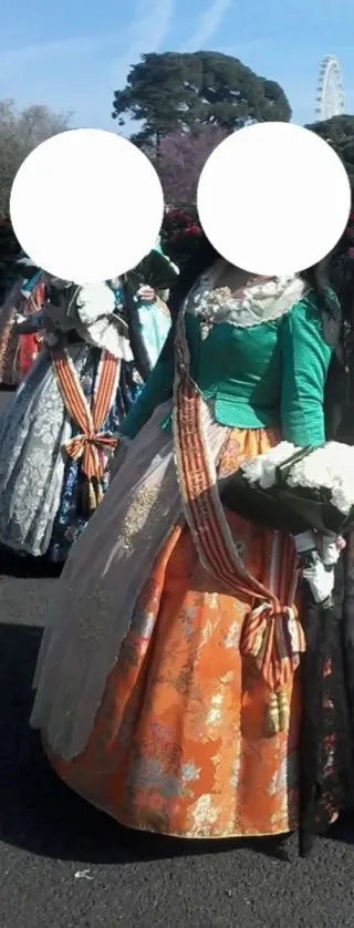 Traje de Fallera Adulta Naranja y Dorado