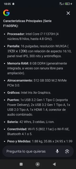 ASUS Vivobook 16 F1605P Plata