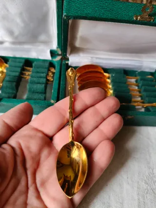 Set 6 Cucchiaini Dorati con Manico a Ramo