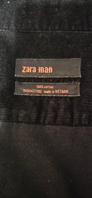 Camisa de pana negra hombre