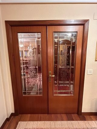 Conjunto 5 Puertas de madera con cristal decorado