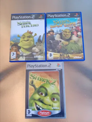 Pack 3 Juegos Shrek PS2: Shrek 2, Shrek Tercero, S