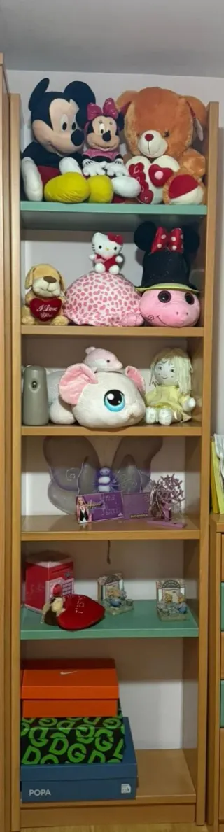 Estantería de madera con varias baldas