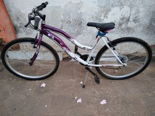 Bicicleta  morada y blanca