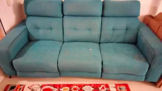 Sofá 3 plazas tela azul