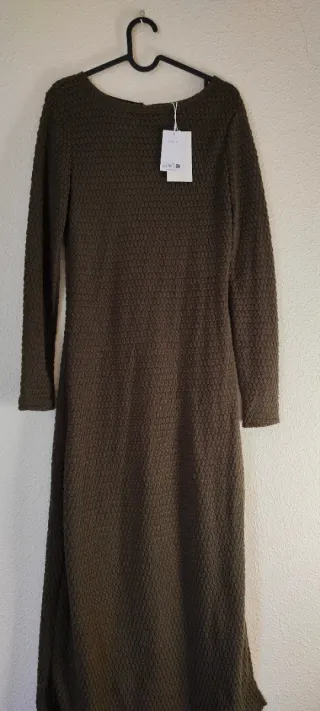 Vestido largo punto nuevo verde oliva