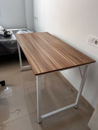 Escritorio Madera y Metal Marrón/Blanco