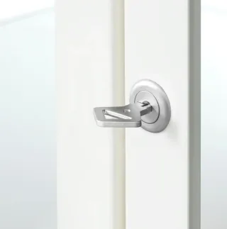 Vitrina Metal blanco y cristal con cerradura.