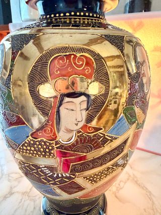 2 Jarrónes estilo Satsuma 33 cm