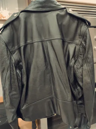 Cazadora Motera Cuero Negra Talla 54