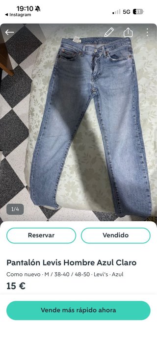 Pantalón Levis Hombre Azul Claro