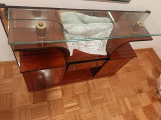 Mueble recibidor madera y cristal