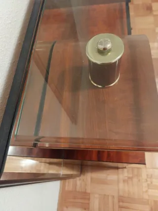 Mueble recibidor madera y cristal