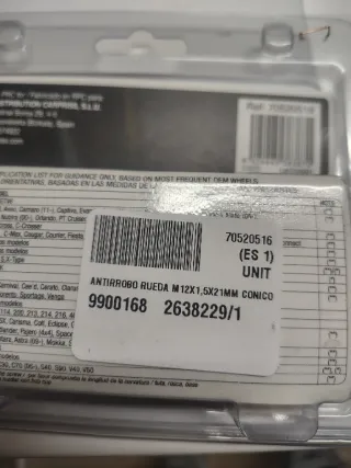 Tuercas Antirrobo CARPRISS M12x1.5