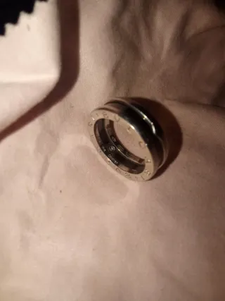 Anillo Bvlgari Plata y Onix Talla 20.2mm