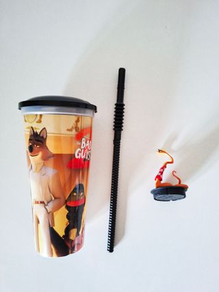 Vaso + canudo + Figura Los Tipos Malos 2 Cine Excl