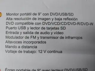 Monitor Portátil Corvy 9" DVD/USB/SD para coche.