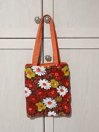 Borsa Only con paillettes floreali. Mai indossata