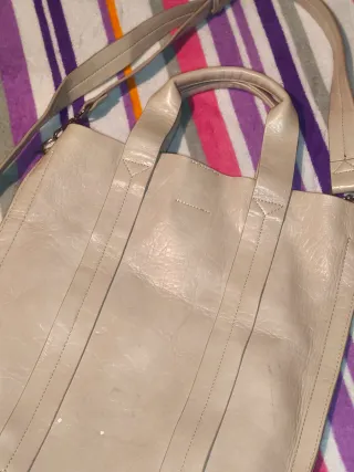Bolso Tote Zara Beige Nude como nuevo