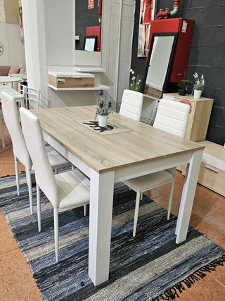 OFERTA DE MESA/COMEDOR NORDICA+ 4 SILLAS POLIPIEL