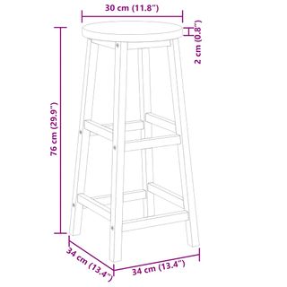 4 Taburetes Madera Maciza Acacia