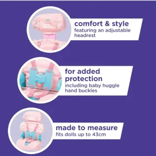 CASDON Silla de coche para muñecas Rosa Arcoiris