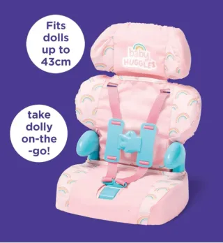 CASDON Silla de coche para muñecas Rosa Arcoiris