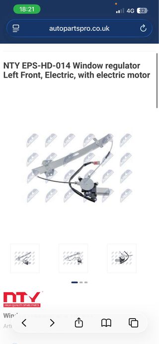 Elevalunas Honda Civic