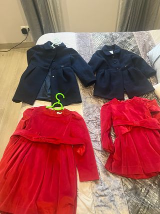 Conjunto vestido y abrigo niña