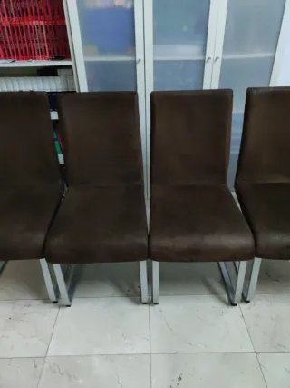 4 Sillas Comedor Tela y Metal