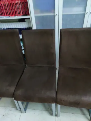 4 Sillas Comedor Tela y Metal