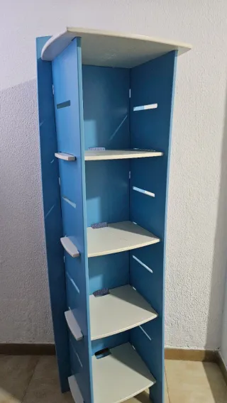 Librería madera 5 estantes azul/blanco