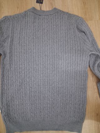 Polo Ralph Lauren Jersey Trenzado Gris Talla M