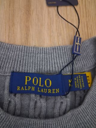 Polo Ralph Lauren Jersey Trenzado Gris Talla M