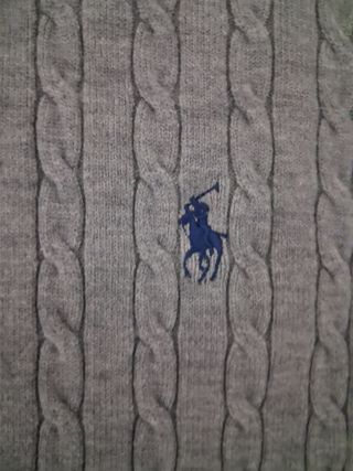 Polo Ralph Lauren Jersey Trenzado Gris Talla M