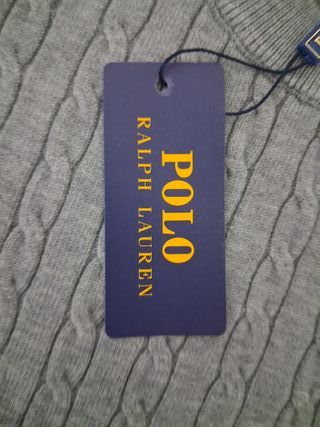 Polo Ralph Lauren Jersey Trenzado Gris Talla M