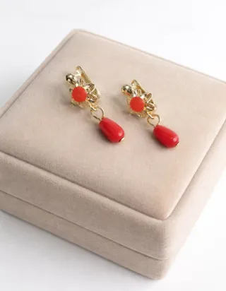 Pendientes Coral Cubanitos Chapado Oro