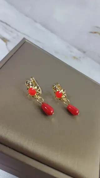 Pendientes Coral Cubanitos Chapado Oro