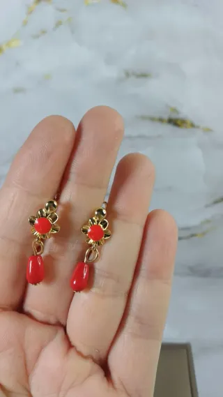 Pendientes Coral Cubanitos Chapado Oro