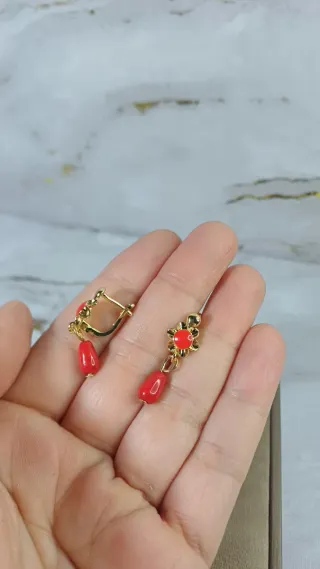 Pendientes Coral Cubanitos Chapado Oro