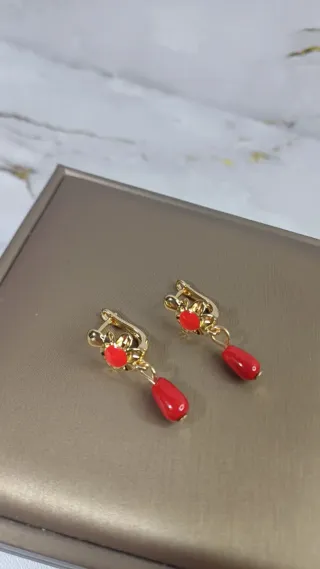 Pendientes Coral Cubanitos Chapado Oro