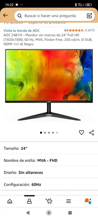 Monitor AOC Negro y Azul