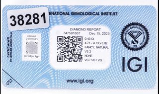 Diamante Natural IGI 0.43 Ct Fancy WS 2