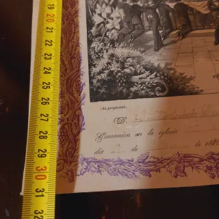 Litografía Antigua Primera Comunión 1881