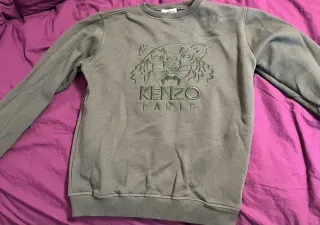 Sudadera Kenzo Verde Oliva con Tigre Bordado