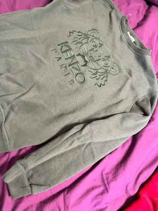 Sudadera Kenzo Verde Oliva con Tigre Bordado