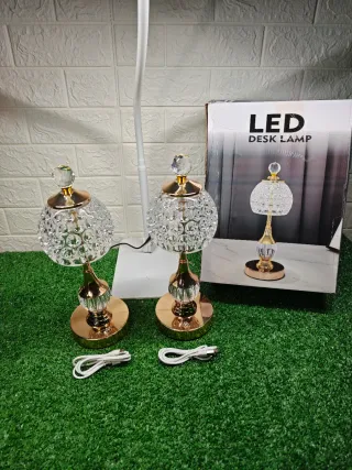 Lámpara Mesa LED USB Metal Acrílico Cristal