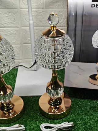Lámpara Mesa LED USB Metal Acrílico Cristal